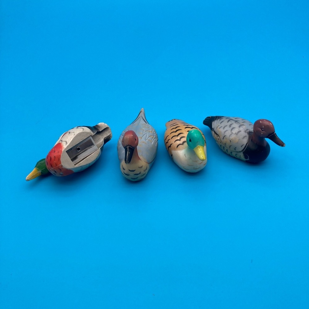 Vintage 1970-80s Mallard & Wild Duck Pencil Sharpeners Set of 4 Hong Kong